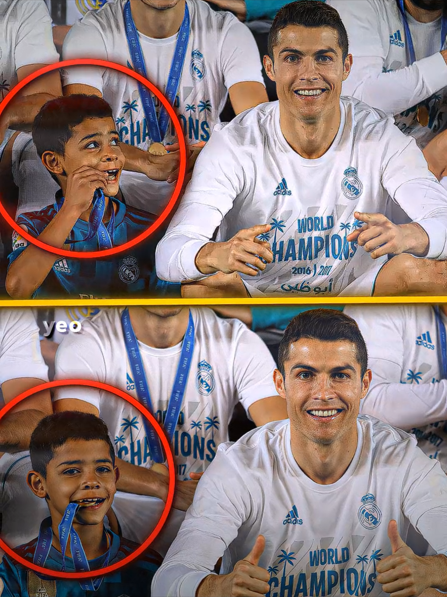 Junior Ronaldo biting the medal 🥰❤️ #ronaldo #cristianoronaldo #cr7 #cr7fans #goat #realmadrid #viral #trend #football #edit