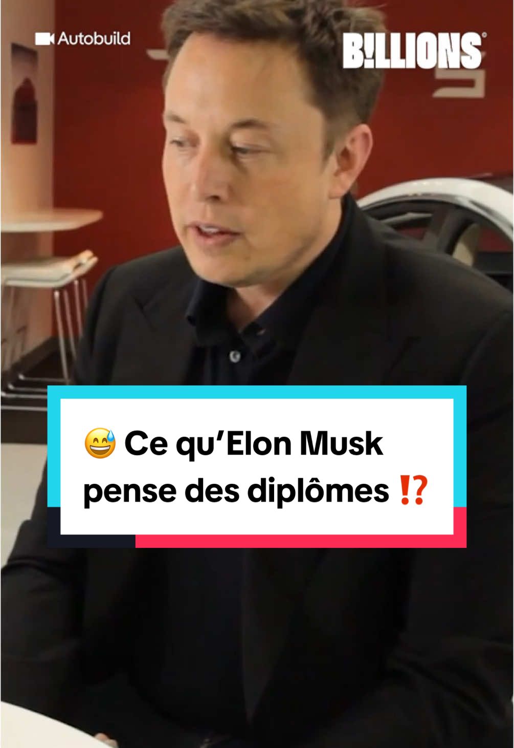 Tu n’as aucune excuse pour ne pas réussir 😉 🎥 : interview de Elon Musk pour Auto Build (vidéo intégrale disponible sur YouTube) 📣 L’interview date de novembre 2014 #elonmusk #interview #diplome #viral 