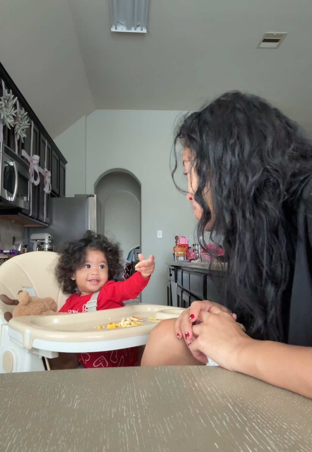 I had the perfect VDay breakfast date haha. But I feel like she would’ve rathered French fries instead. #ValentinesDay #MomsofTikTok #mommydaughter #babygirl 