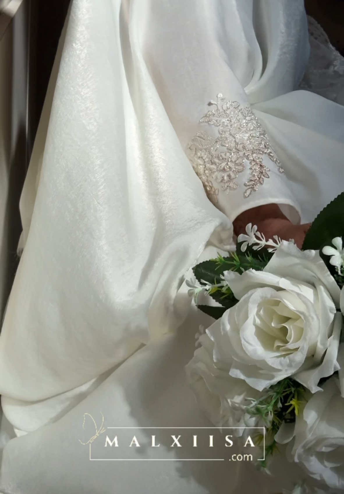 Bespoke Nikkah Dirac 🤍 Weddings, Soo Doonis or Nikkahs. Egalant, timeless, and beautiful.  Order at malxiisa.com #dirac #bridaldirac #somali #nikkah #somaliwedding #somalibridal #malxiisa #somalibridesmaids #somalitiktok #engagement 