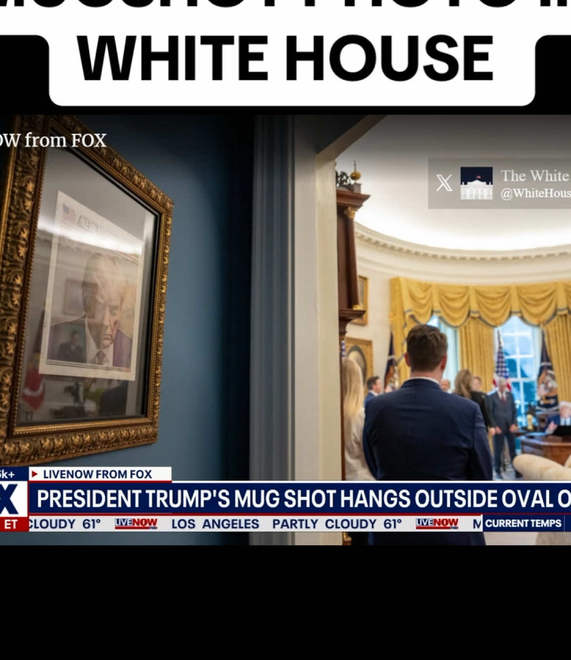 President #Trump has hung a framed photo of his famous #mugshot on the cover of the New York Post in the White House. The mugshot is from Donald Trump’s arrest in Atlanta, Fulton County, Georgia for charges relating to fraud in the 2020 election