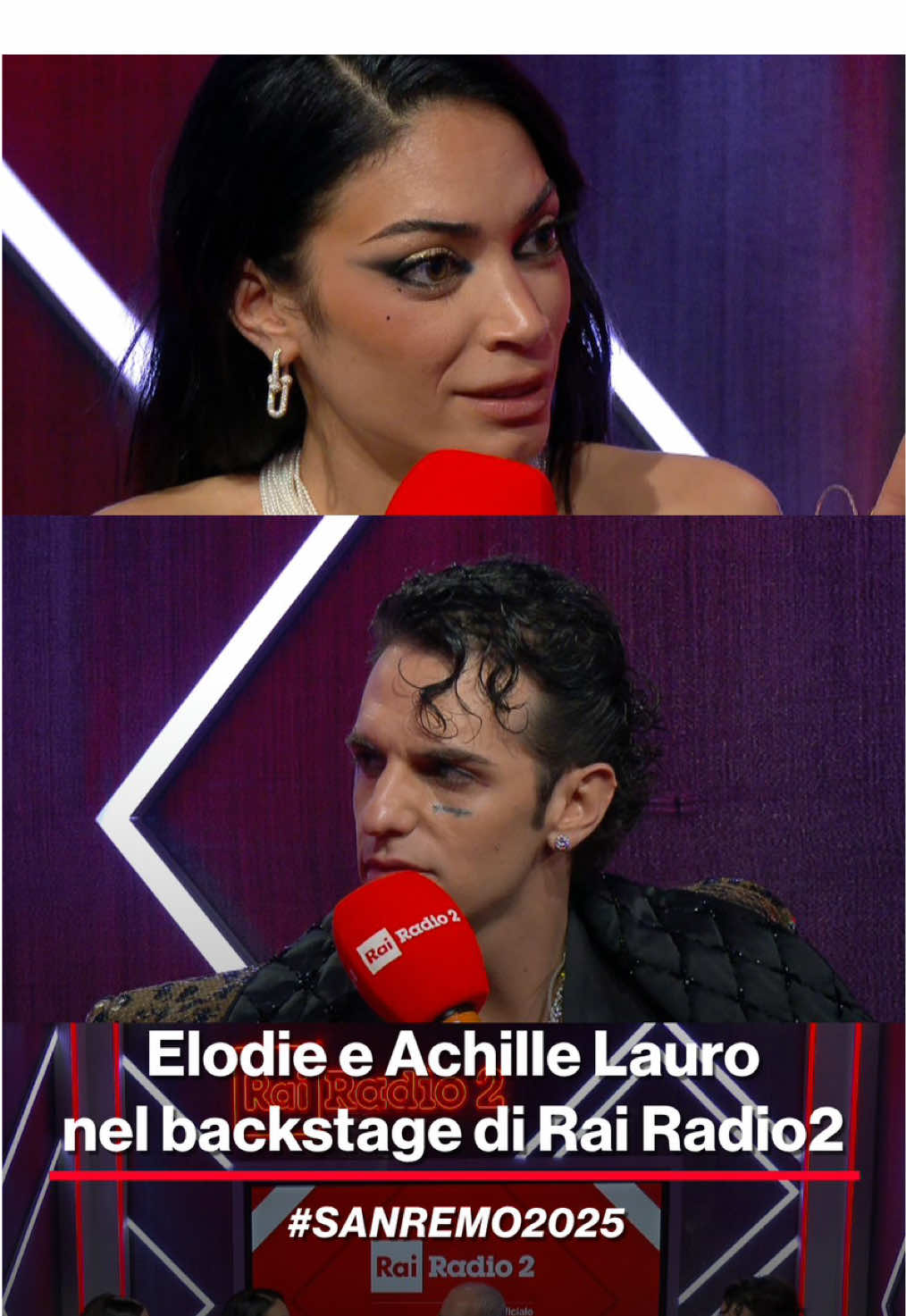 “Quota sexy stasera” @achillelauroofficial e @elodie_official dal backstage di #Sanremo2025, con @emastokholma e #GinoCastaldo su #RaiRadio2 📻📺 Sul canale 202 e su #RaiPlay 🖥    #AchilleLauro #Elodie