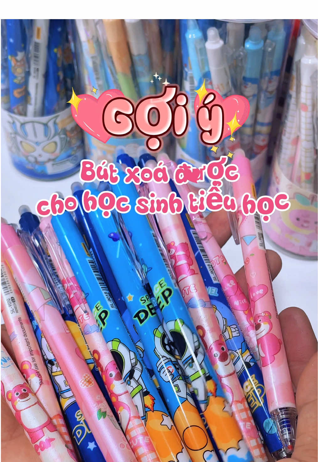 Combo 20 bút tặng thêm 4 Bút xoá được cho học sinh tiểu học, mẫu dễ thương, chất lượng tốt #butxoaduoc #butmucxoaduoc #butgelbamxoaduoc #hocsinhtieuhoc #xuhuong 