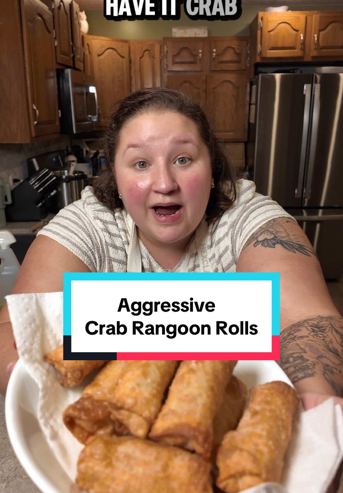 #AggressiveTutorials #AggressiveTutorialLady #AggressiveCookingShow #AggressiveCookingTutorials #Aggrecipes #crabrangoon #crabcheese #eggroll #crabrangoonroll 