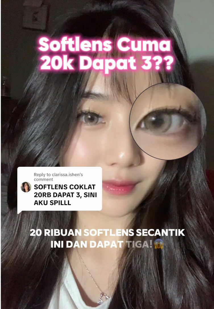 Replying to @clarissa.ishen ‼️‼️SOFTLENS GRADASI COKLAT KOREA BELI 1 DAPAT 3!!! 😱‼️‼️ Super cakepp!! Jangan sampai kehabisan #softlensrekomendasi #softlenskorea #softlensgradasi #softlensmurah #mysticeyes 