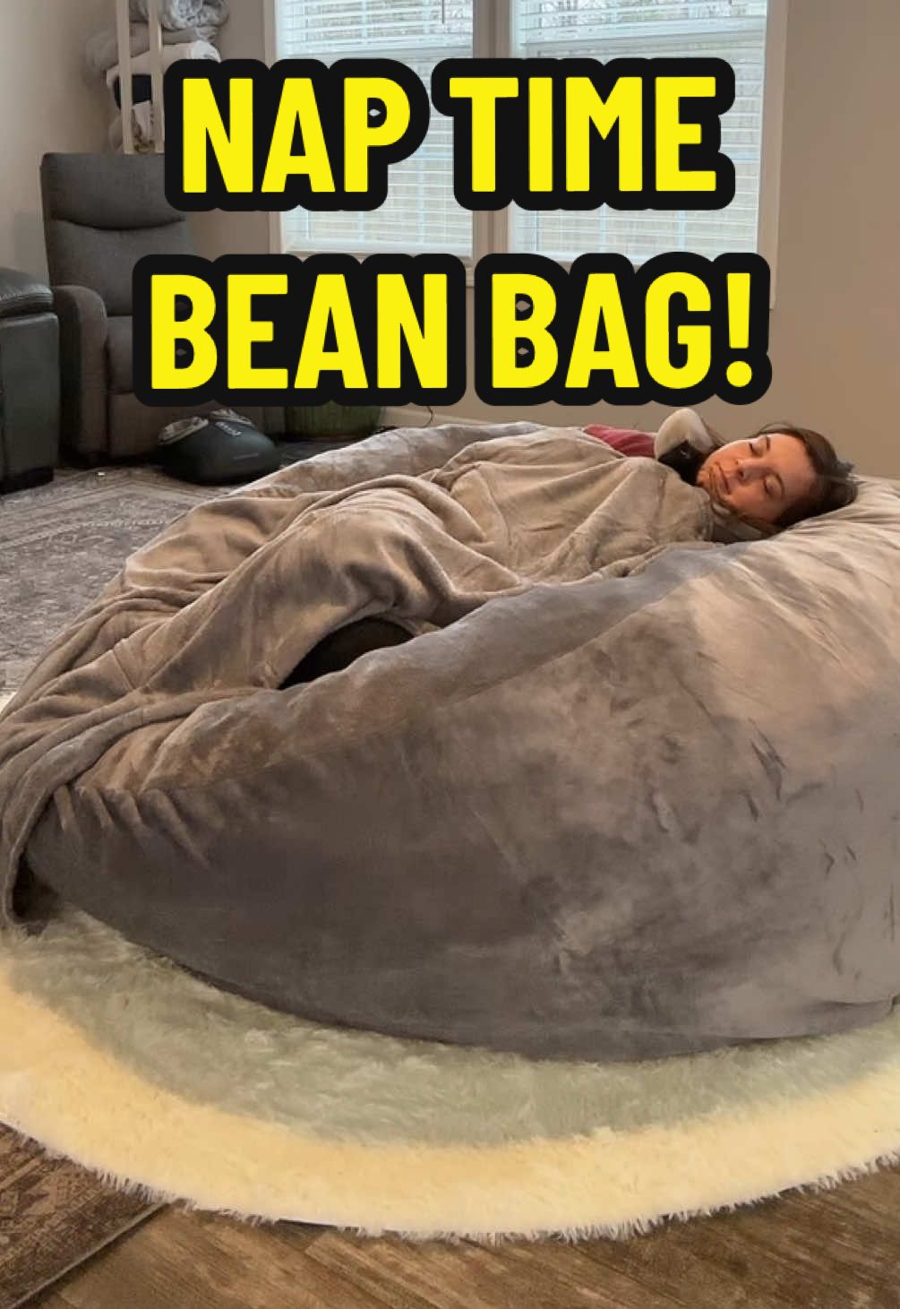 Nap time has been taken to a new level! #jaimebaileyratesit #adultbeanbag #oliviamagicgo #naptime 