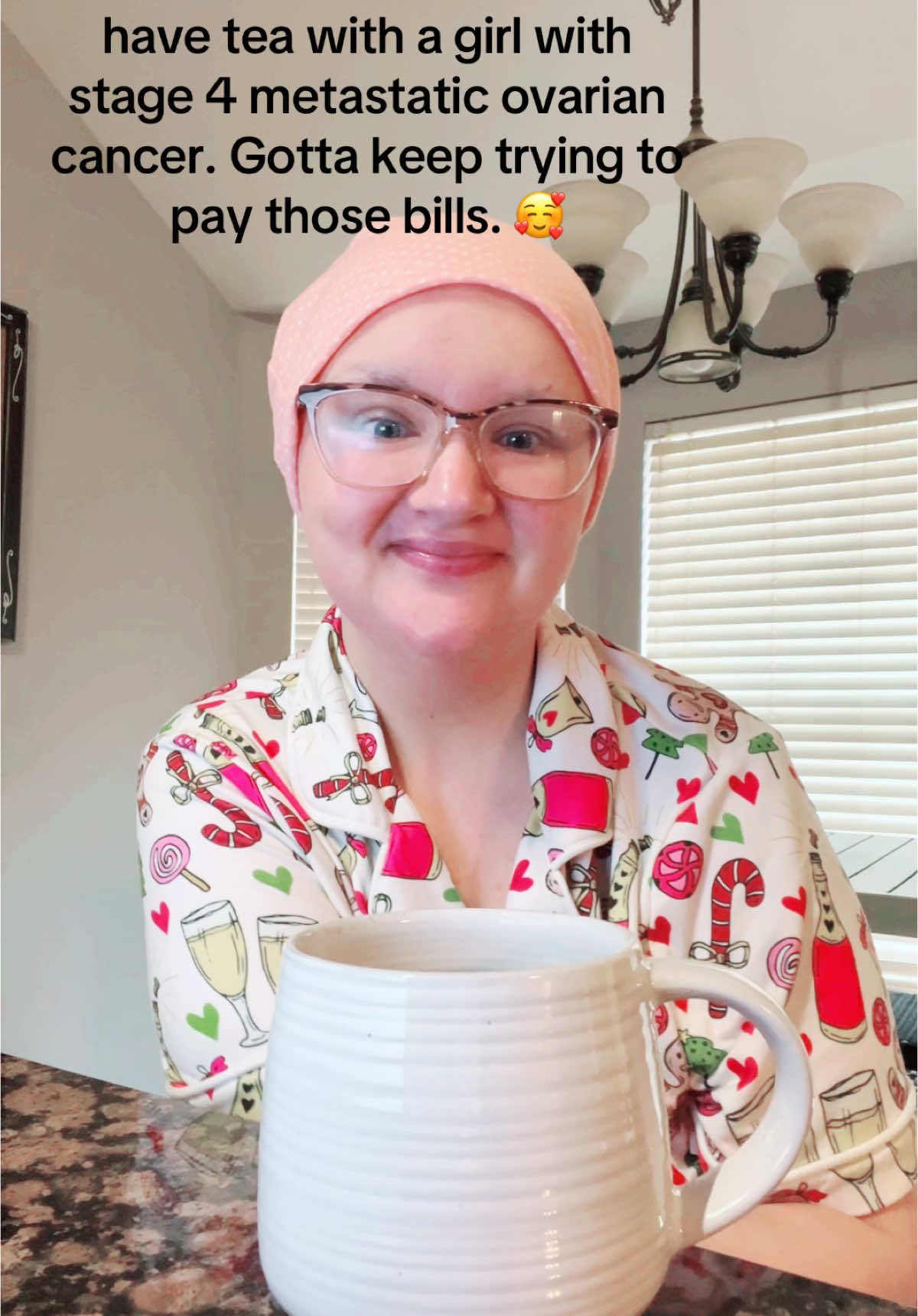 Yes I’m wearing Christmas pj’s… they’re cozy! 🤍 #cancersucks #cancerfighter #ovariancancer #stage4cancer #mylifebelike #outfit #beatcancer #thankyoujesus #praisegodalways #sitwithme #teatime #tea #FoodTok 
