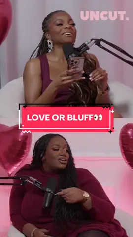 LOVE OR BLUFF? 👀 Want to hear more about our juicy dating stories, tune into EP.236 out now on all platforms 😜 #fyp #uncutpod #dating #storytime #podcastclips #Relationship #ValentinesDay 