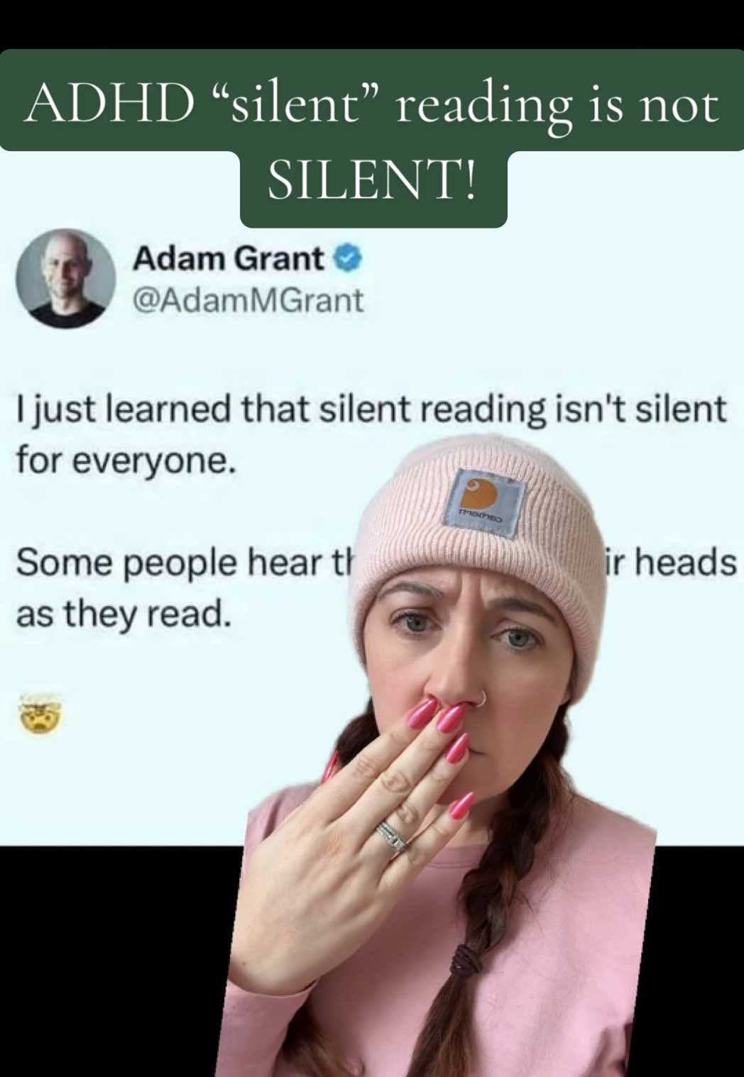 My brain cannot comprehend how silent reading can actually be SILENT for people. Is that actually true?! Please let me know what the inside of your head is like when you’re reading! #adhd #adhdawareness #adhdsupport #adhdprobs #adhdwomen #adhdproblems #adhdsymptoms #greenscreen 