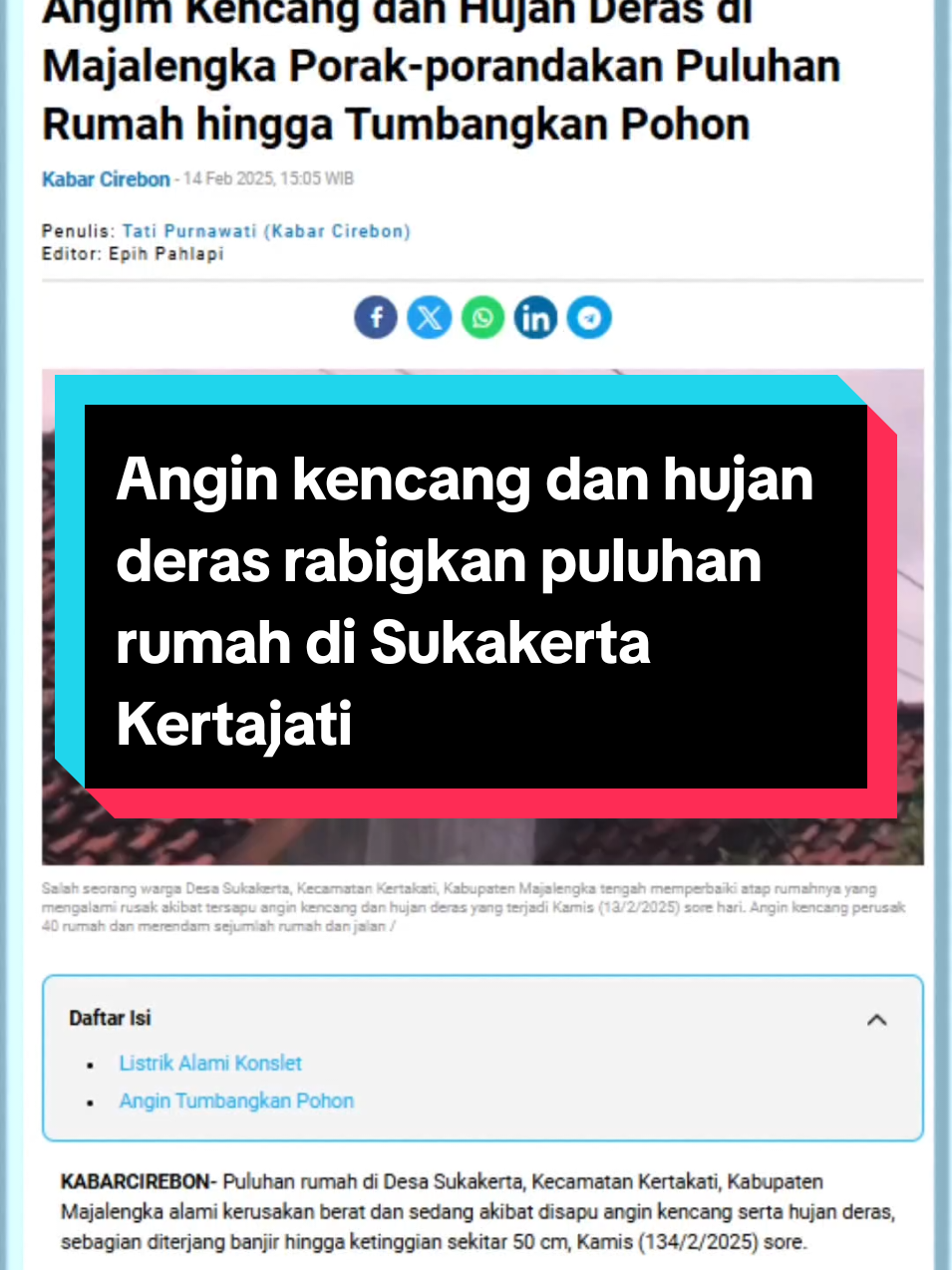 Angin kencang dan hujan deras rabigkan puluhan rumah di Sukakerta kecamatan Kertajati  @Majalengka @Eman Suherman Majalengka @Dena Muhamad Ramdhan @bpbdkabmajalengka_  #majalengka #bpbdmajalengka #angin #hujan #cuacaburuk #kertajati  #CapCut 