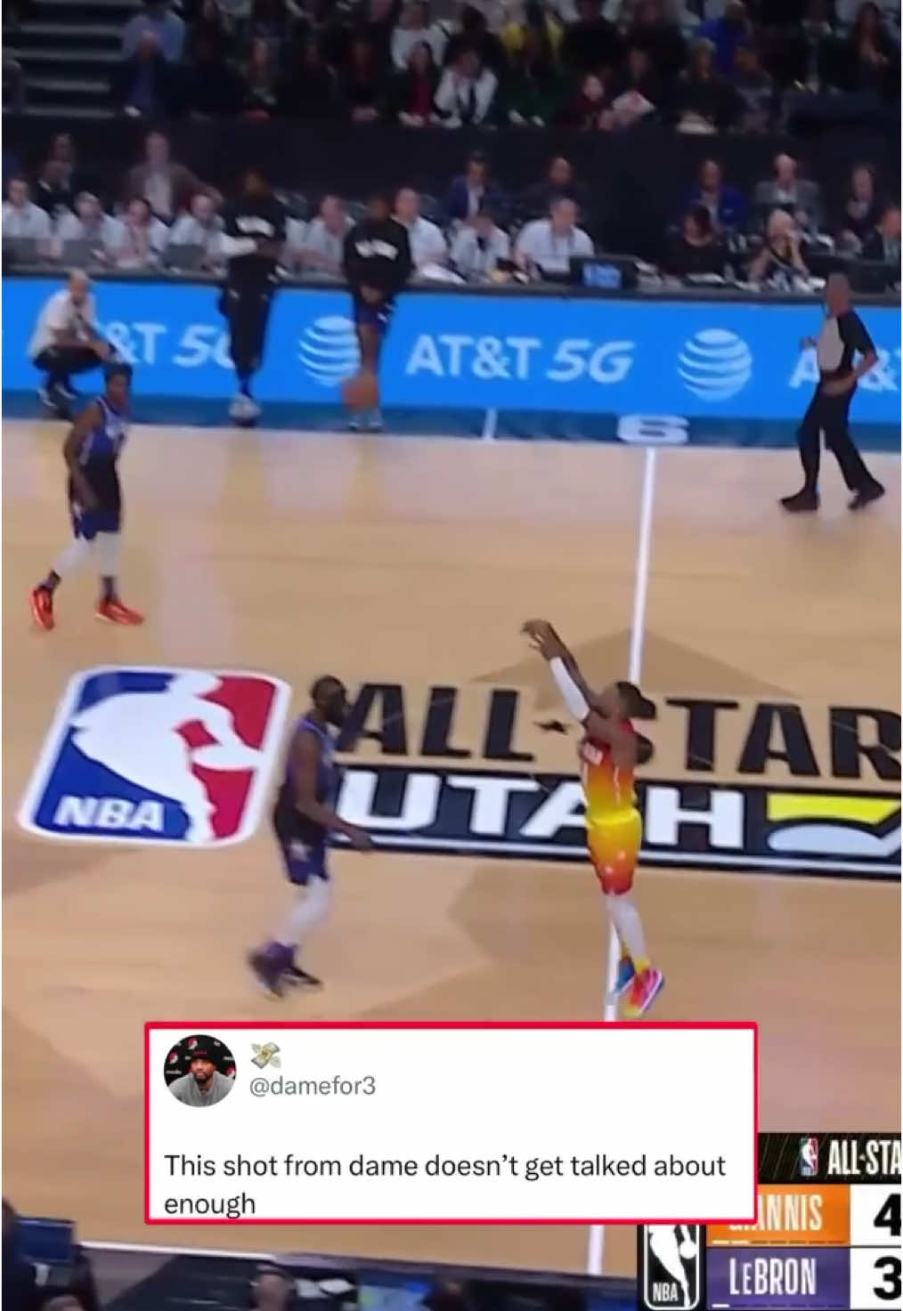 Never forget this shot from Dame 😮‍💨 (h/t damefor3/X) #NBA #allstargame #damianlillard #basketball 