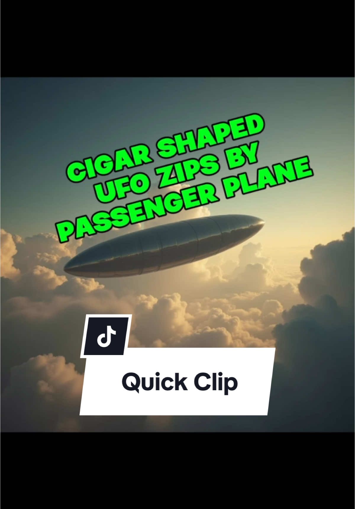 Cigar shaped UFo zips past passenger plane.  #ufo #cigar #space #Tech #sky #fly #alien #speed #unknown #science 