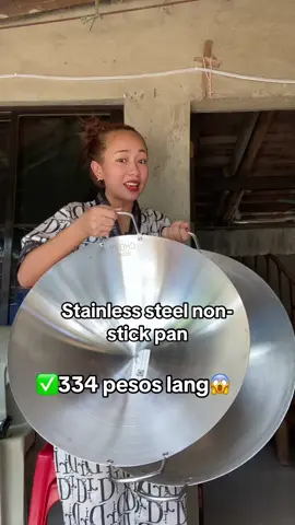 Grabe sobrang laki nyaaa! Stainless steel non stick pan! Tapos ang muraa lang dito 🥰🫣#nonstickpan #stainlesssteel #pan #nonstickpans #fypシ゚ #tiktokcommission #viralvideo 