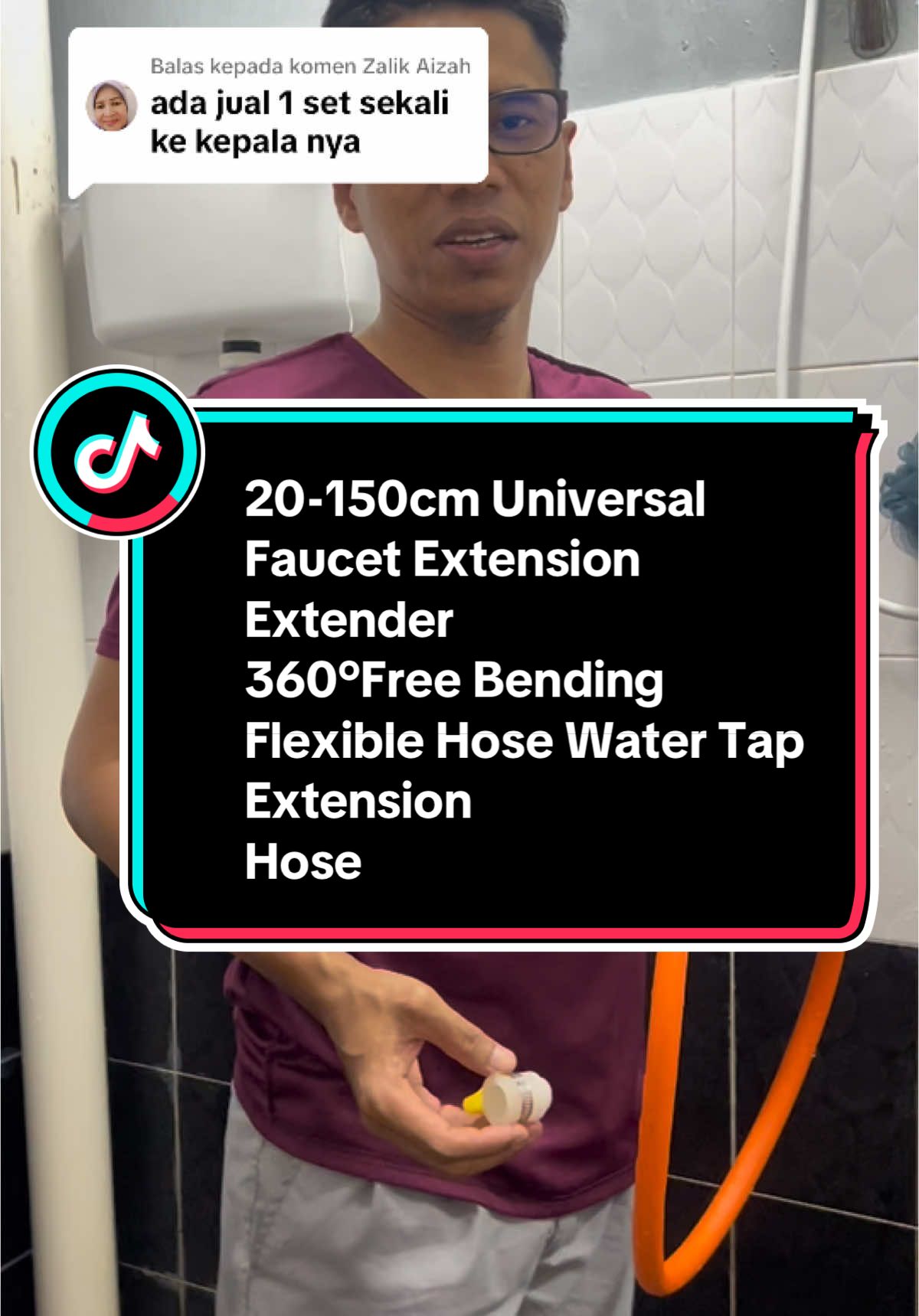 Membalas kepada @Zalik Aizah 20-150cm Universal Faucet Extension Extender 360°Free Bending Flexible Hose Water Tap Extension Hose Black Metal Heater#paipairflexible #flexiblehose 