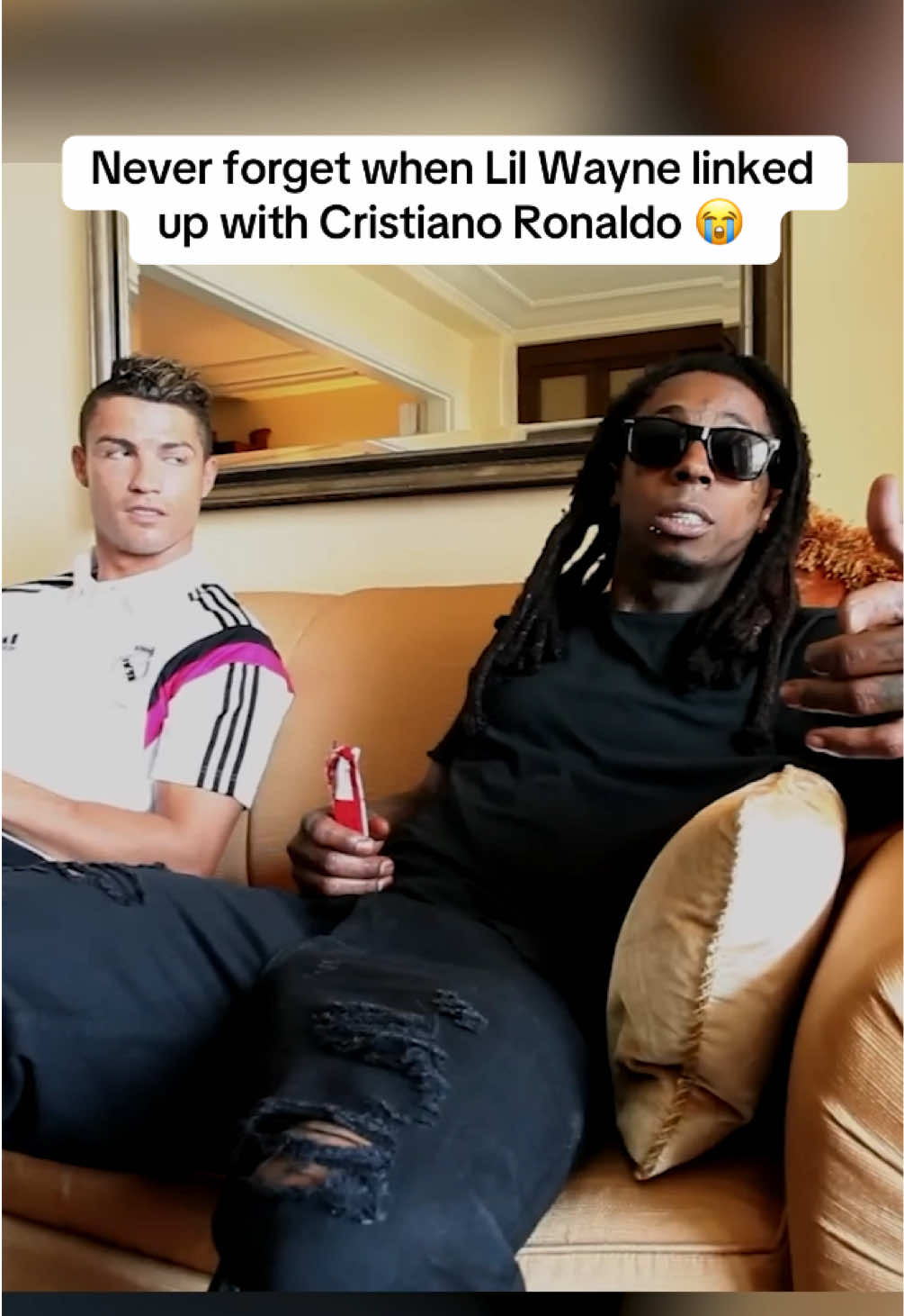 Lil Wayne really had Ronaldo repping young money 😭 #LilWayne #CristianoRonaldo 