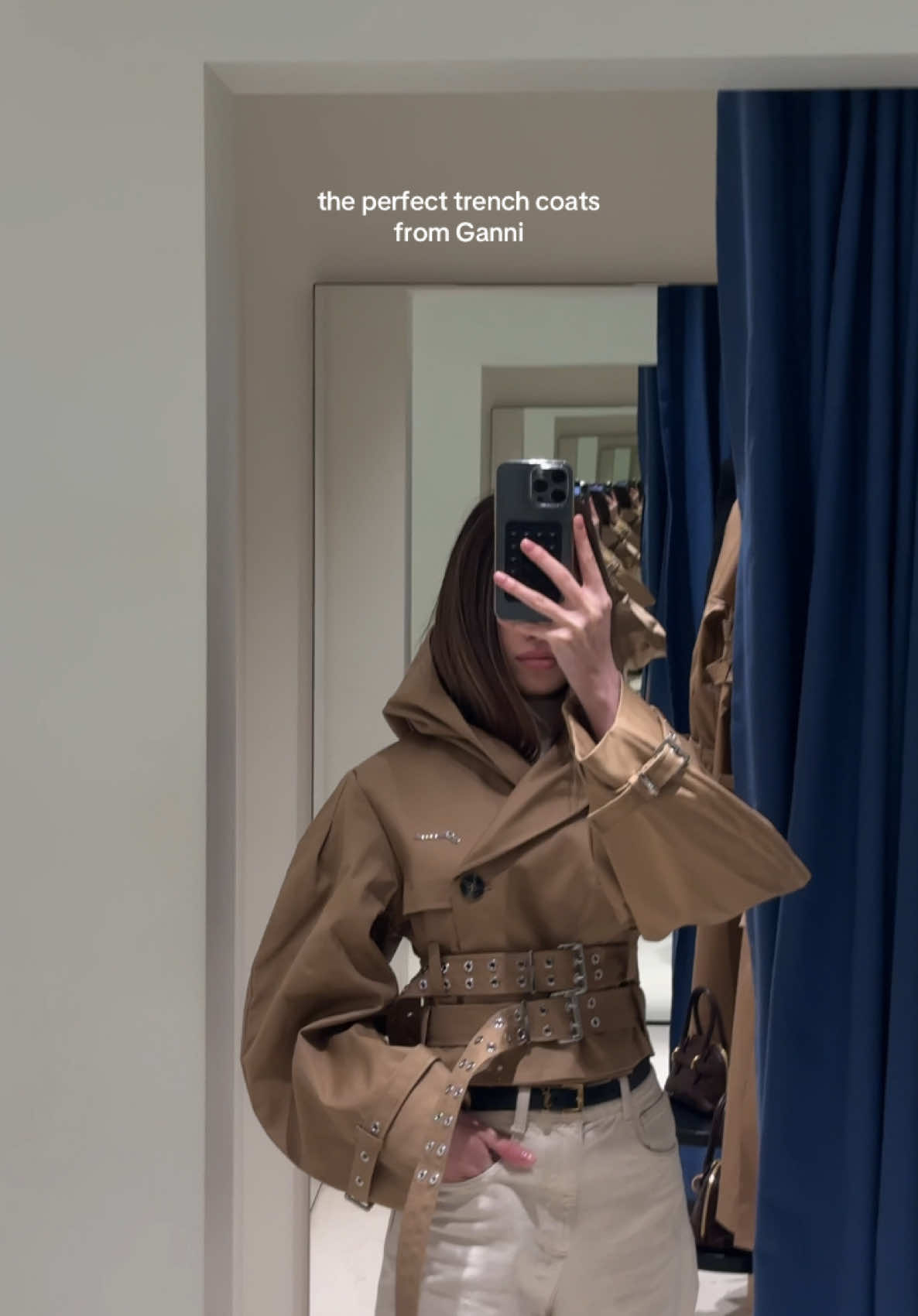 what do u think i chose 🤭 #trenchcoat #springoutfit #fashiontiktok #ganni #trenchcoatoutfit @GANNI 