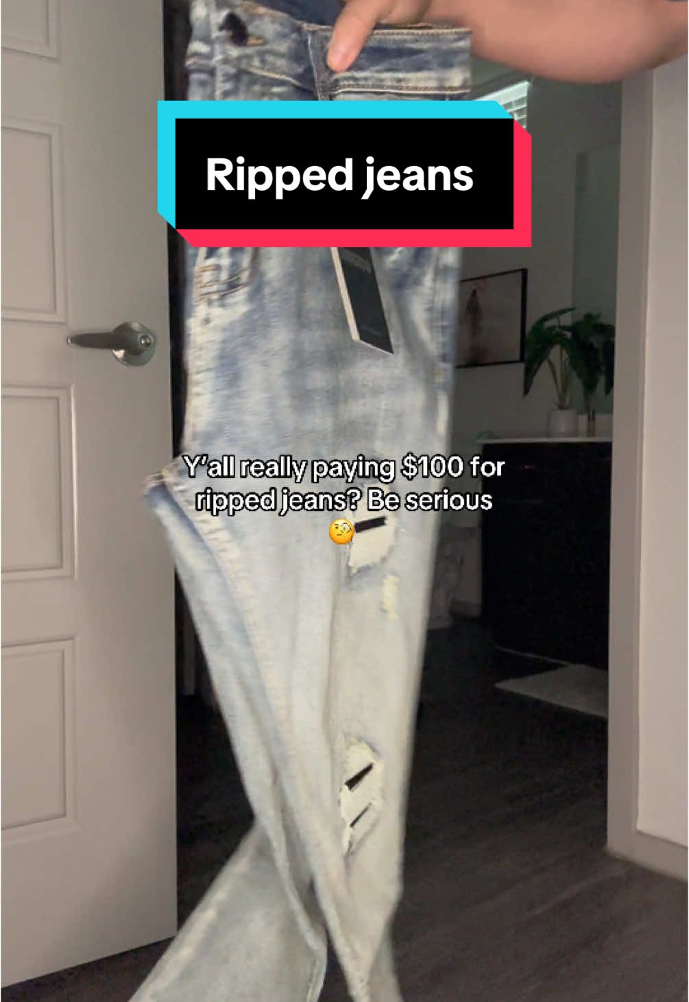 They want you to spend 100s on ripped jeans when these are better #rippedjeans #mensfashion #tiktokshoprestock #tiktokshopspringglowup #TikTokShop #tiktokshopfashionfinds 