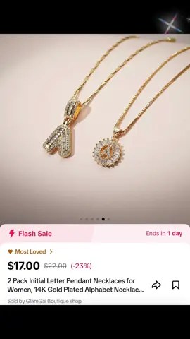 #2 Pack Initial Letter Pendant Necklaces for Women, 14K Gold Plated Alphabet Necklac...#tiktokshop#holidaysales#jumpstartsalenow#1packletterpendant