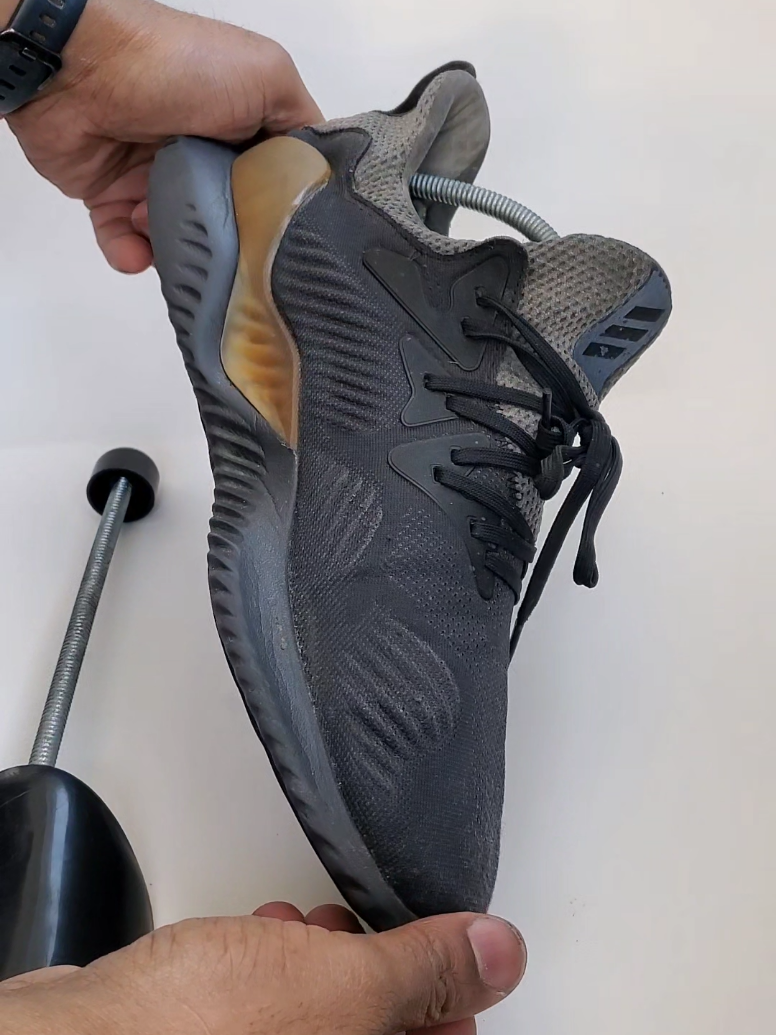 Cleaning sneakers with a shoe tree info.  Shoetrees help support and maintain the structure of  the sneakers boots or shoes as you clean.    Think of it as a skeleton for shoes Spring-loaded shoe trees are flexible and adapt instantly to the size or model of any sneaker shoe or boot.         The Spring apply applies pressure to the front and back of the shoe which creates upward pressure , resulting in a arch similar to the human foot.   All the while recreating the natural form of the sneaker      Sneaker Cleaning Tip ✅ try not to use Sneaker cleaners that have high alcohol content. That is one reason colors bleed.   Check  the tiktok Showcase for all the Sneaker cleaning & repair products I use for Reglues , Sewing , Painting and Icing sneakers plus ➕ #sneakerrestoration #sneakerhack #sneakerreseller #sneakerrestorations #sneakerrepair 