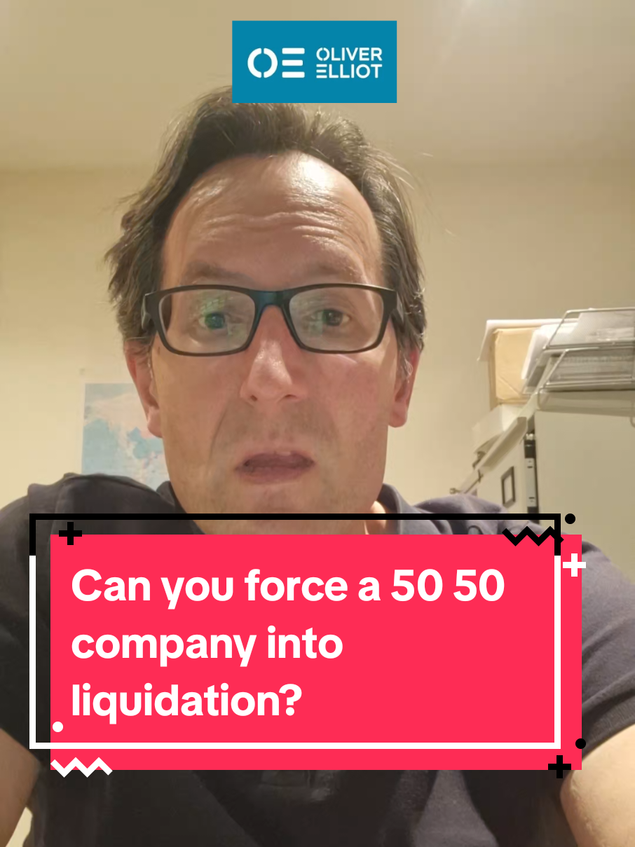 Can you force a 50 50 company into liquidation? https://www.oliverelliot.co.uk/insolvency-guides-and-information/can-a-50-shareholder-liquidate-a-company/ #businessadvice #insolvency #ltdcompany #fyppp #insolvencyexperts #experstadvice #businessdebt #liquidation #businessownersuk #bouncebackloan  #supportingsmallbusinesses #companyclosure #restructuring #businessadviceuk #business #SmallBusiness #smallbizuk  This post is not legal advice and is not to be relied upon as such. This video is provided for general information purposes only. It cannot cover every scenario and every exception which might or otherwise occur. You should take independent advice on the facts of your case. No liability is accepted for any reliance upon this video. 