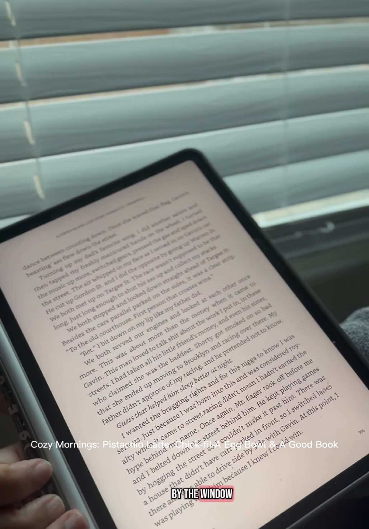 Slowing down and savoring the little things. ☕✨ A homemade pistachio latte, my version of a Chick-fil-A egg bowl with just bare nuggets, and a great book by the window—this is my kind of morning. #RomanticizeYourLife #CozyVibes #MorningRoutines 
