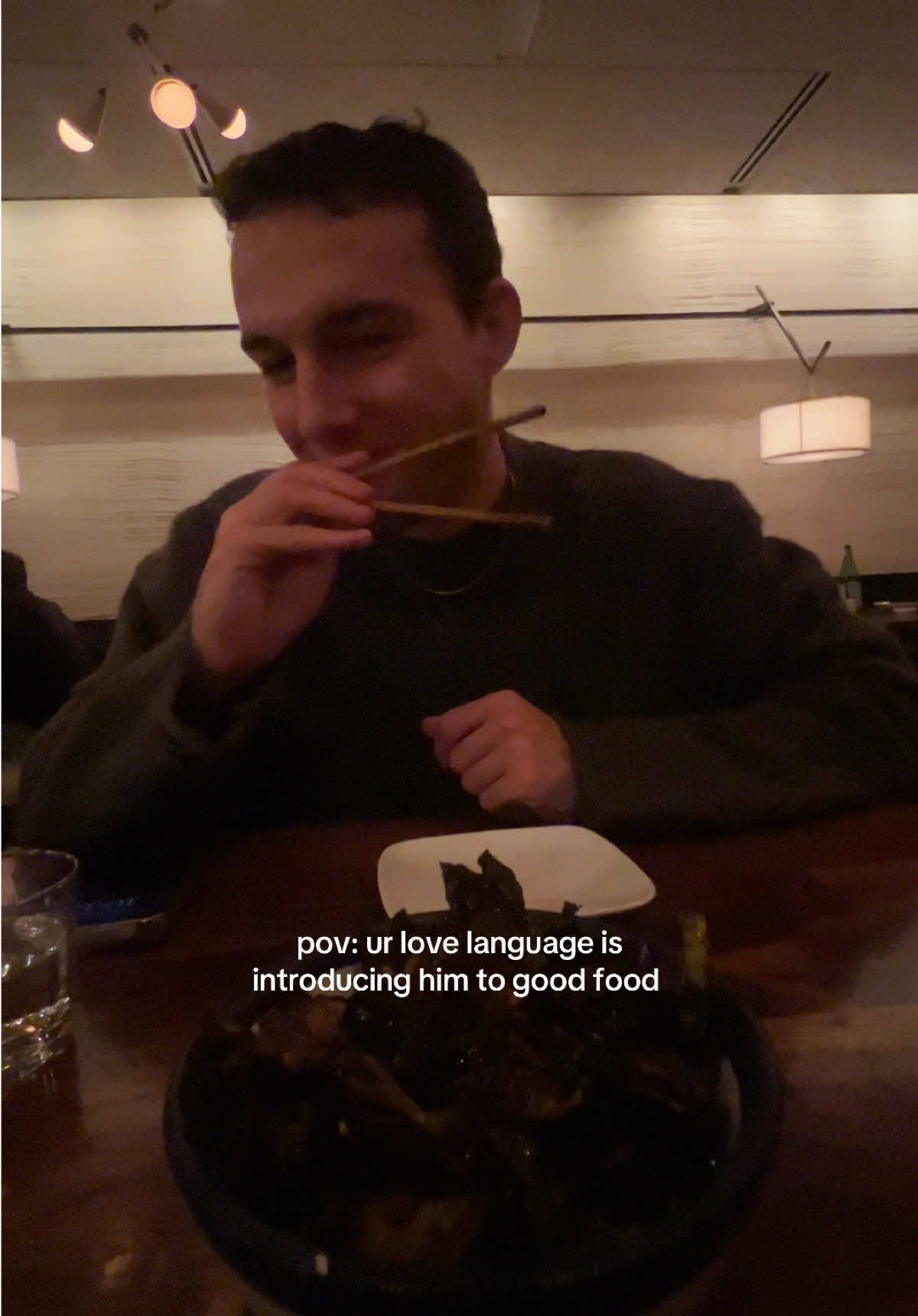 We went to uchi in Dallas and it was his first time trying it. For reference HE DOESNT LIKE BRUSSEL SPROUTS BUT THEIR BRUSSEL SPROUTS ARE THE BEST #boyfriend #foodtiktok #lovelanguage #foodies 