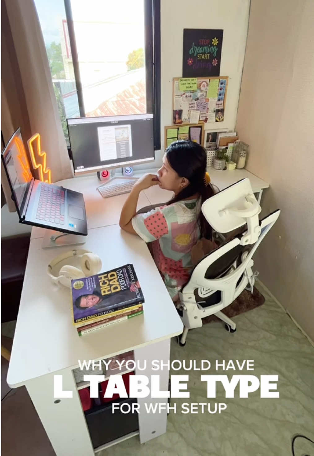 WHY YOU MUST BUY L TABLE TYPE FOR YOUR WFH SETUP! ✨💕 #table #wfhtablesetup #worktable #Wfh #wfhlife #foryou #tiktokreviews 