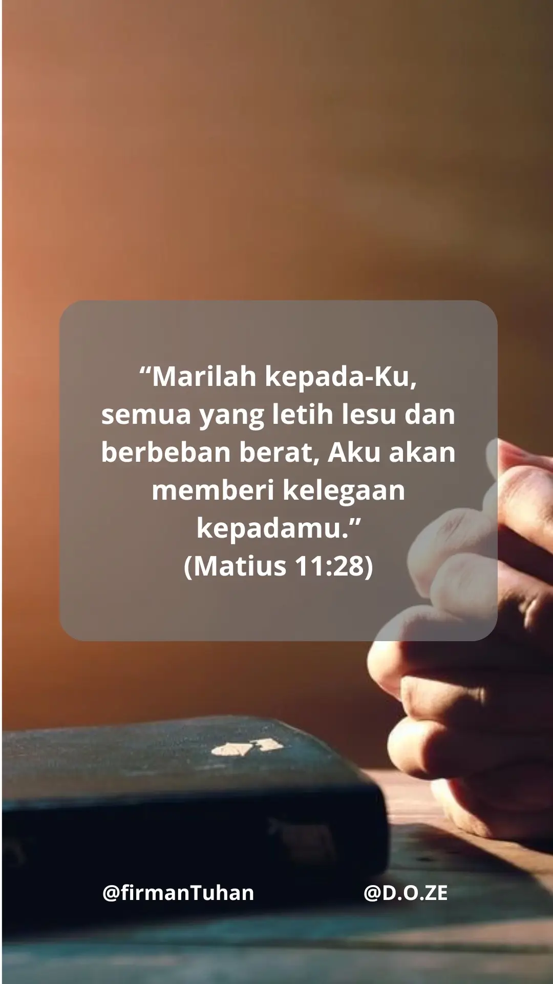 “Marilah kepada-Ku, semua yang letih lesu dan berbeban berat, Aku akan memberi kelegaan kepadamu.” (Matius 11:28) #quotesalkitab #ayatalkitab #fypシ゚viral #renunganhariankristen #motivasirohani #february #tengahbulan 