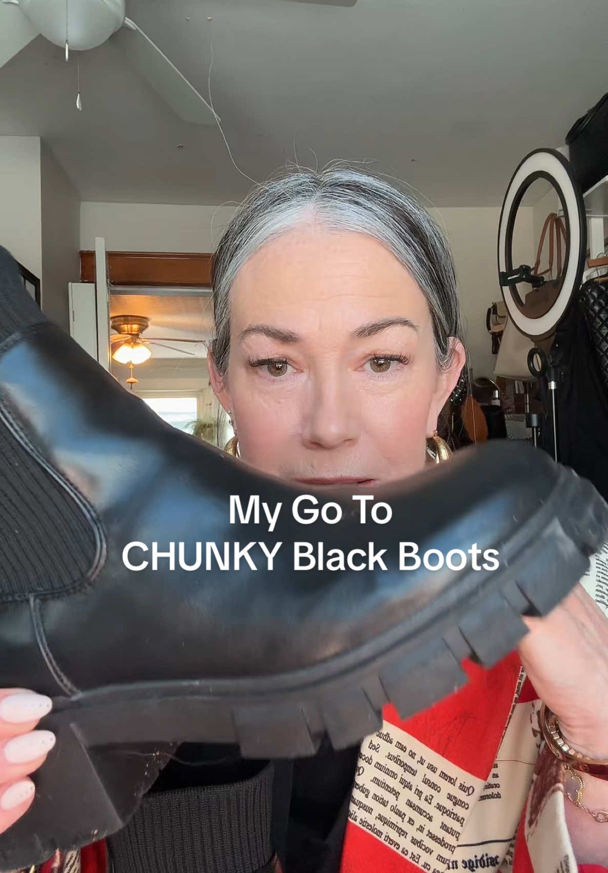 My go to chunky black boots  #blackboots #chunkyboots #over50style #over50fashion #ankleboots 