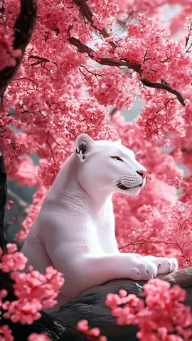 Live Wallpaper 4k: 🌸🐆 Check out the majestic white panther under the enchanting cherry blossom trees! The delicate pink flowers create a serene and picturesque scene, highlighting the panther's elegance. A truly captivating sight! ✨ #Panther #livewallpaper #2025 #livewallpaper4k #ai #Nature #relaxingvideos