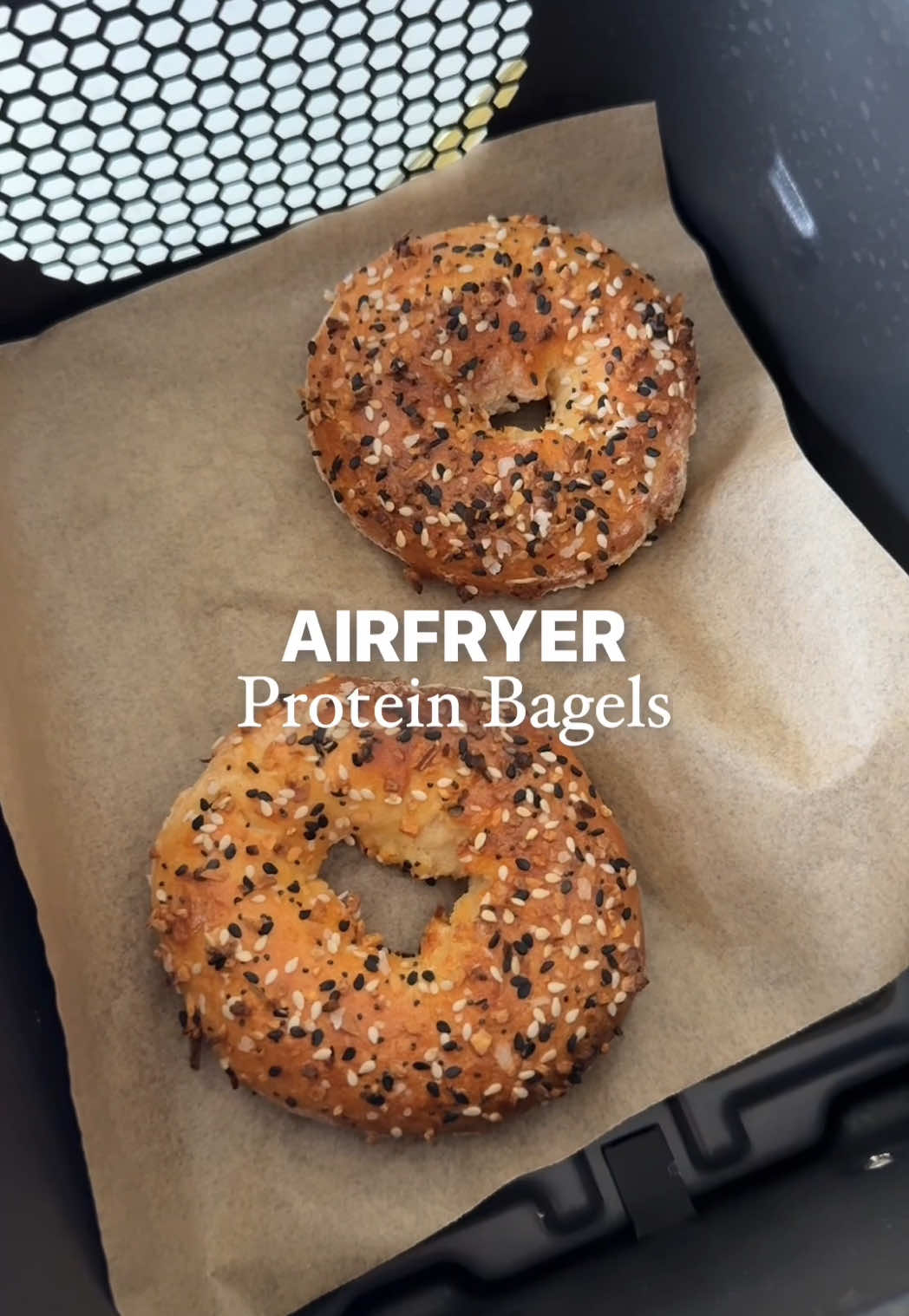 Airfryer Protein Bagels 🥯     Easy high protein bagels full of the good stuff. Made with a simple dough of flour and yogurt. Recipe makes 4 bagels      Ingredients:  - 200g self-raising flour  - 275g 0% fat Greek yogurt   - 1 egg wash   - Everything bagel seasoning (if you don’t have this feel free to use sesame seeds or poppy seeds)     For the filling:   - 1 avocado   - 4 boiled eggs   - 2 tbsp cottage cheese   - Handful Spring onion   - Handful Basil   - 1/2 tsp Chilli flakes   - 1/2 Lemon, juiced   - Salt and pepper   - Pinch of dill (optional)      Method:   1. To a bowl, add your flour and Greek yoghurt and give it a good mix with a fork (or feel free to use your hands)   2. Roll the dough and shape into a ball then cut into four even pieces. Roll and make a long sausage shape then make a circle, making sure to pinch the edges so they form together.   3. Cover the bagels in egg wash and sprinkle over some seeds. I used everything bagel seasoning but poppy seeds or sesame seeds would work well here.   4. Airfry for 18 minutes at 180  5. While that is cooking, prepare your filling by mixing together the ingredients above (minus the dill).   6. Once the bagels are cooked, cut in half and then add a couple of spoonfuls of your filling and get stuck in   Enjoy :)   #boredoflunch #Recipe #recipes #bagels #highprotein #protein #proteinbagels #airfryerbagels #bagel #avocado #egg #proteinlunch #highproteinlunch #lunchideas #lunch #EasyRecipe #EasyRecipes #airfyer #airfryerrecipe #airfryerrecipes 