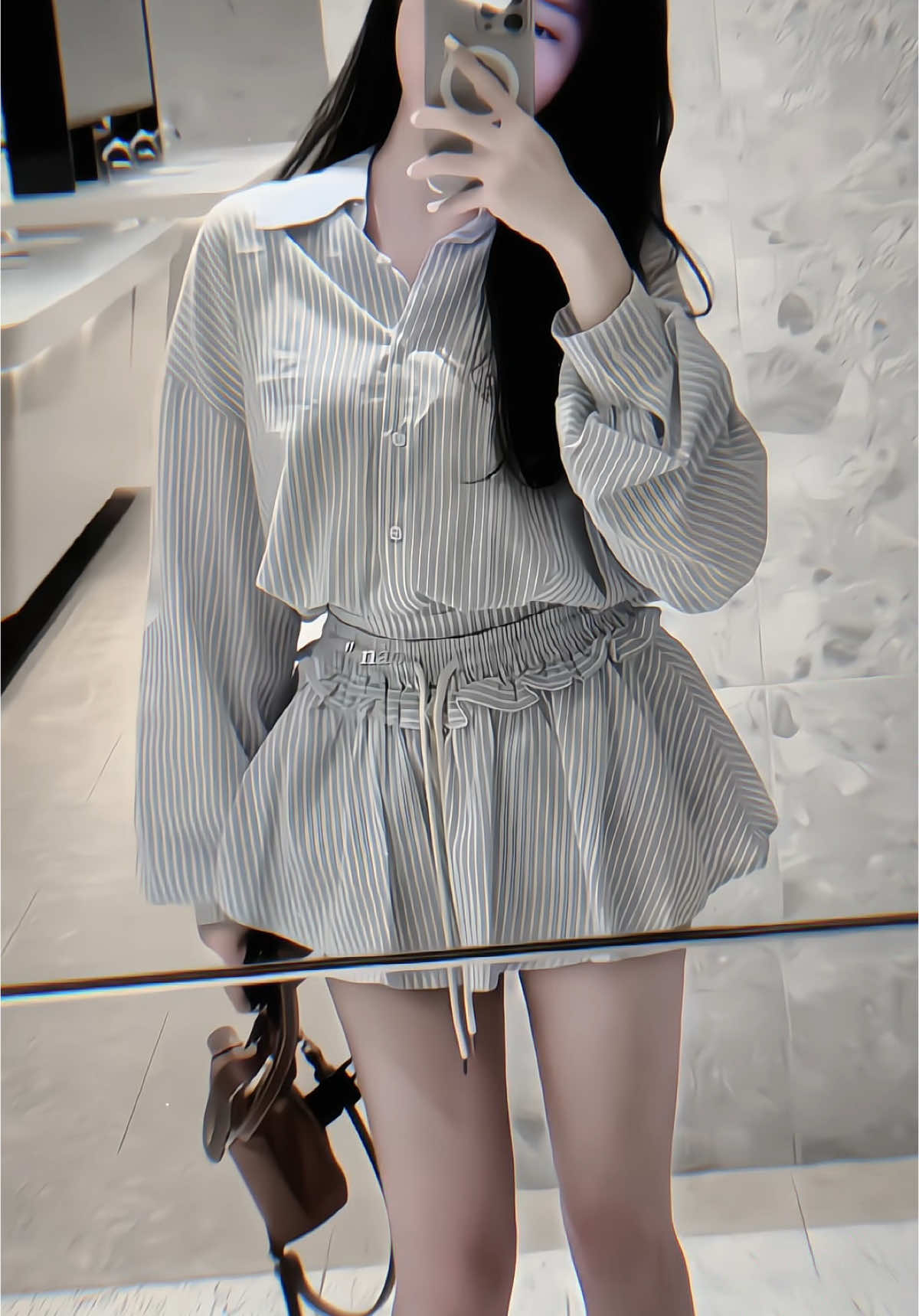 Set áo kèm cv dây rút kẻ trẻ trung năng động 🛍️🛍️ #setxinhhottrend #macdepcungtiktok #xuhuongtiktok 