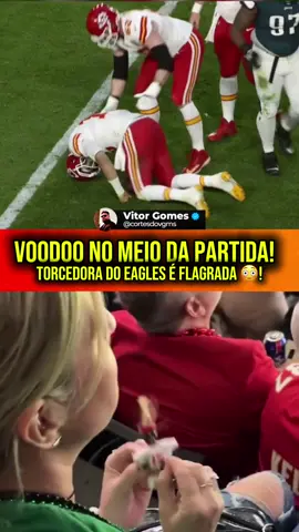 BIZARRO‼️ TORCEDORA DO PHILADELPHIA EAGLE FAZ VOODOO DO JOGADOR PATRICK MAHOMES DO CHIEFS, O JOGADOR SENTE MUITA DOR.