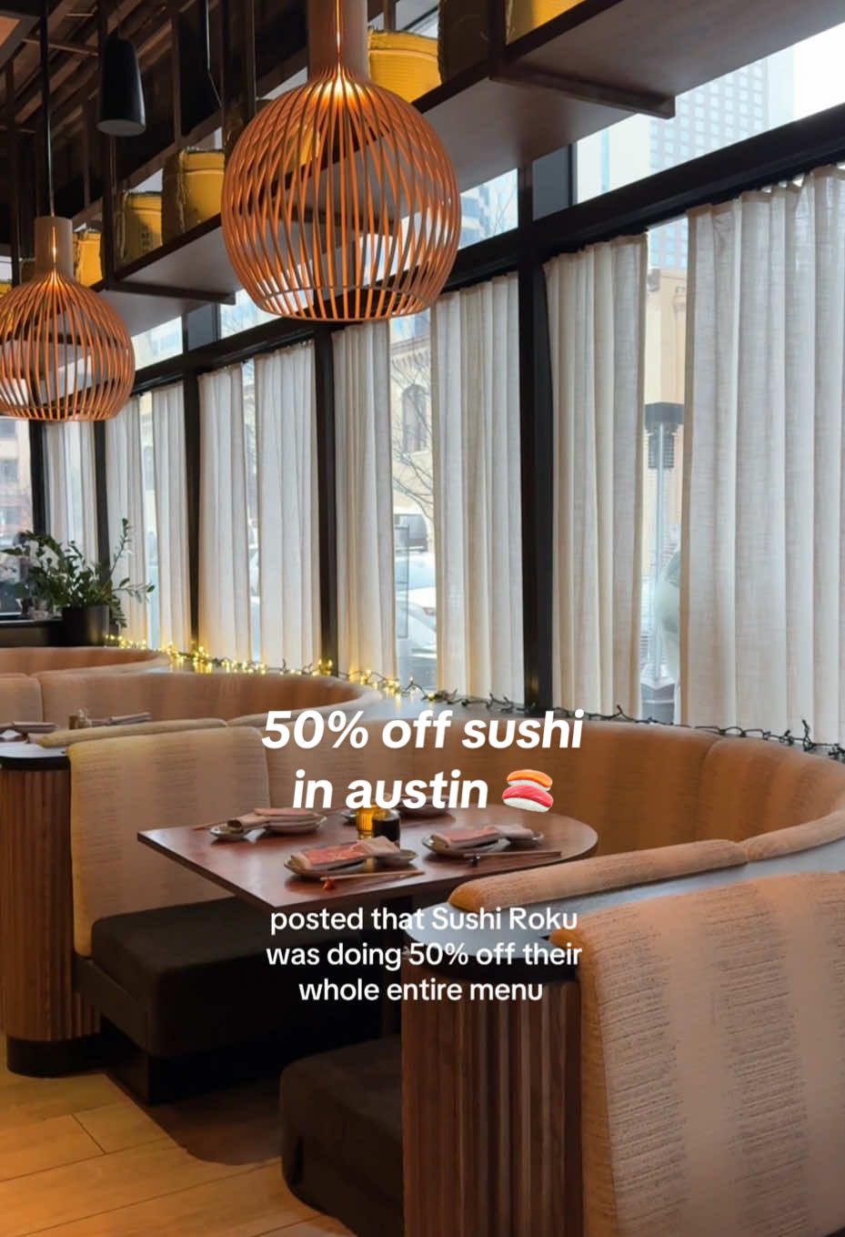 psa for my sushi lovers in austin!!🍣 Sushi Roku is celebrating their first year in downtown Austin by doing 50% off their entire menu starting today through this Friday 👏 #sushilover #atxsushi #austinsushi #austinfoodie #atxfoodie #austintxtiktok #atxeats #downtownaustin 