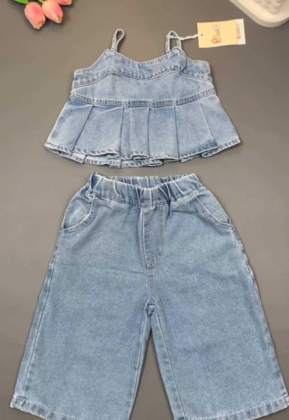 Setelan denim anak perempuan ✨ #setelandenim #setelananakgayakorea #koreanstylefashion #setelananaklucu 