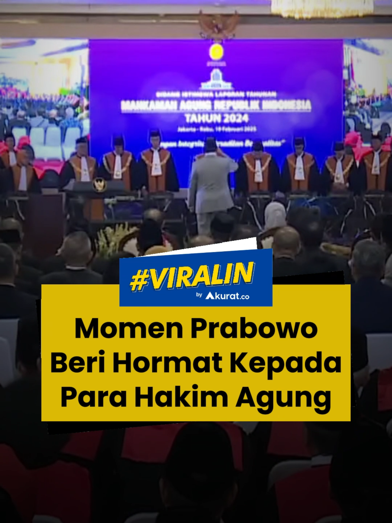 Gestur hormat tersebut disampaikan Presiden Prabowo setelah ia menyadari beratnya beban kerja para hakim di Indonesia. Dalam pidatonya, Prabowo mengakui bahwa ia mengaku baru betul-betul sadar bahwa para hakim di Indonesia memikul beban yang begitu berat. 🎥: YouTube/Sekretariat Presiden #fyp #viral #prabowo #presiden #hakim #mahkamahagung #ma #hakimagung #akuratco