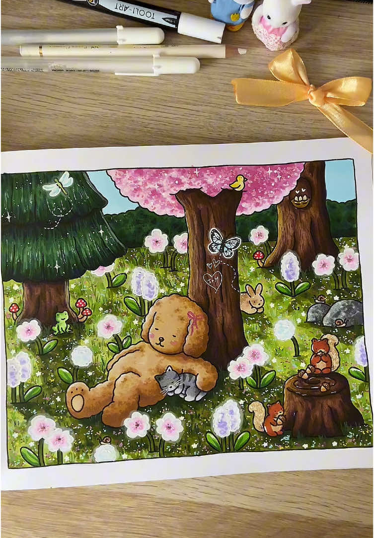 shhhh! It's time to sleep... in this magical garden ✨💐🌷🪻 Book: Day to Night by @bobbiegoods 📒 Markers: @Ohuhuart + acrylic markers 🖍️ #coloringtherapy #bobbiegoodscoloringbook #bobbiegoods #coloring #colorwithme #relaxingvideos #asmrcoloring #cutecoloringbook 