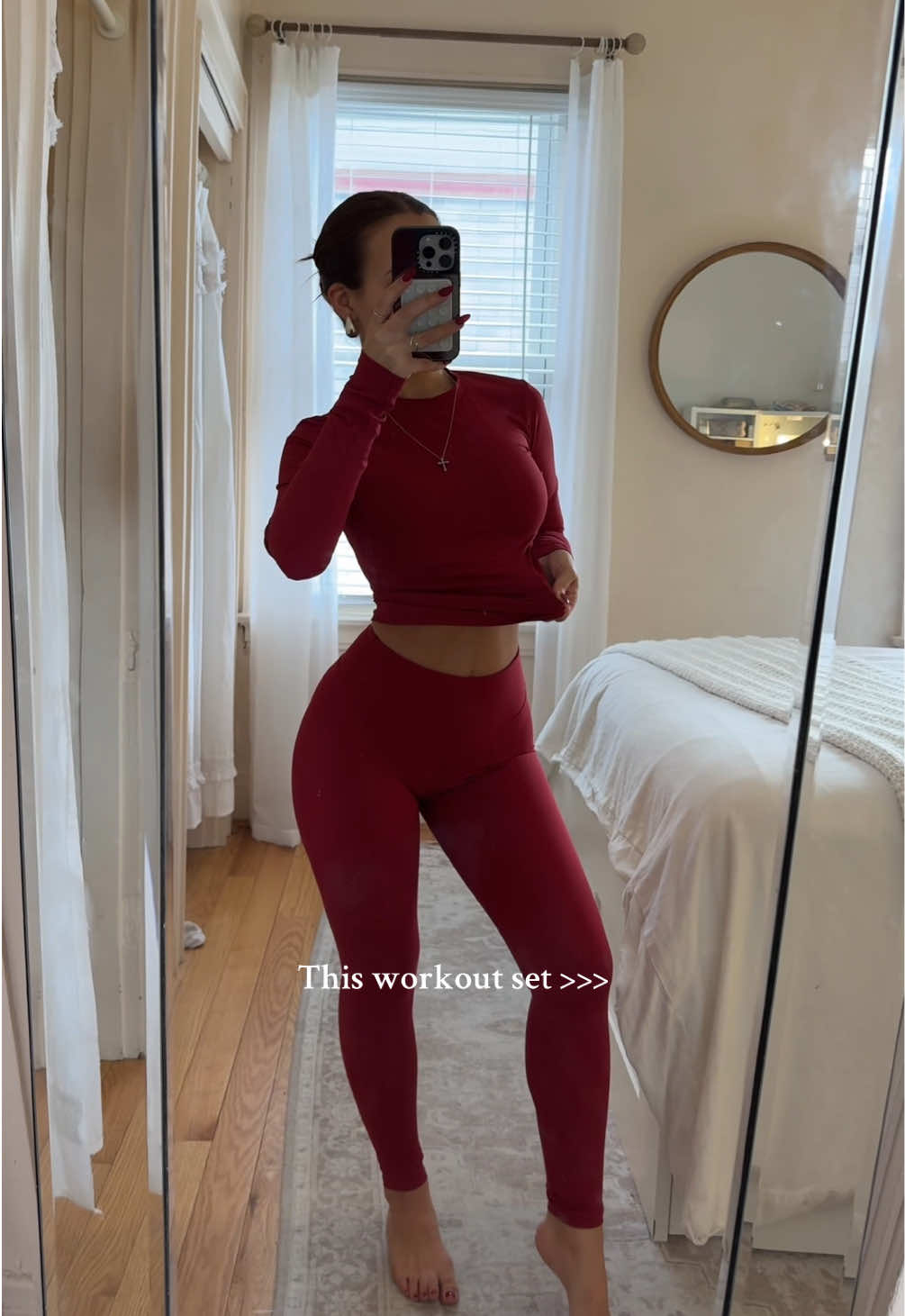 Need one in every color asap. #OOTD #workoutset #fitcheck #pilatesoutfit #gymfit #gymoutfit #workoutfit #workoutmotivation #burgundy #redset #matchingset 