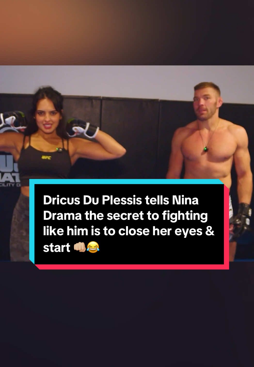 UFC Champion Dricus Du Plessis tells Nina Drama the secret to fighting like him is to close your eyes and start punching LOL #UFC #dricusduplessis #duplessis #mma #ninadrama #kickboxing #boxing #muaythai #muaythaifighter #muaythaifighter #taekwondo #jiujitsu #brazilianjiujitsu #jiujitsugrappling #jiujitsulifestyle #wrestling #wrestlingtiktok #wrestlingtok #fit #Fitness #grappling #karate #southafrica #southafrican 