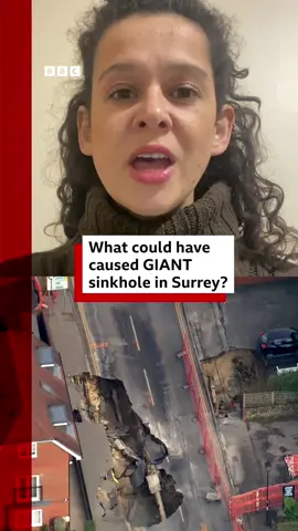 A huge sinkhole in a street in Surrey is continuing to grow and swallow up more road. #GoldstoneVillage #Goldstone #Surrey #England #UK #Sinkhole #BBCNews
