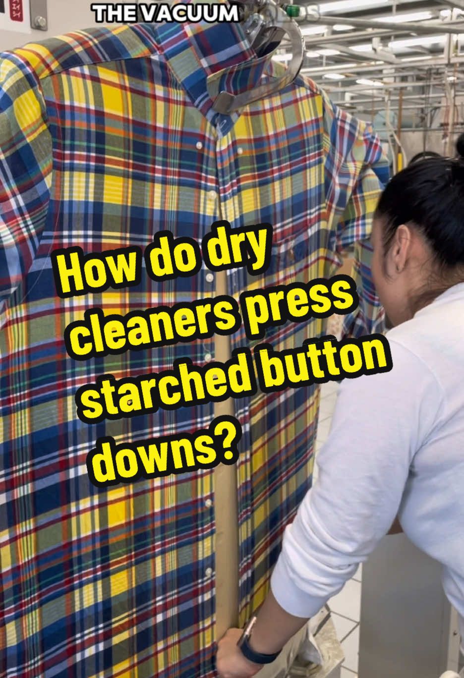 How do dry cleaners press starched button downs? #howto #starch #explain #satisfying #drycleaning 