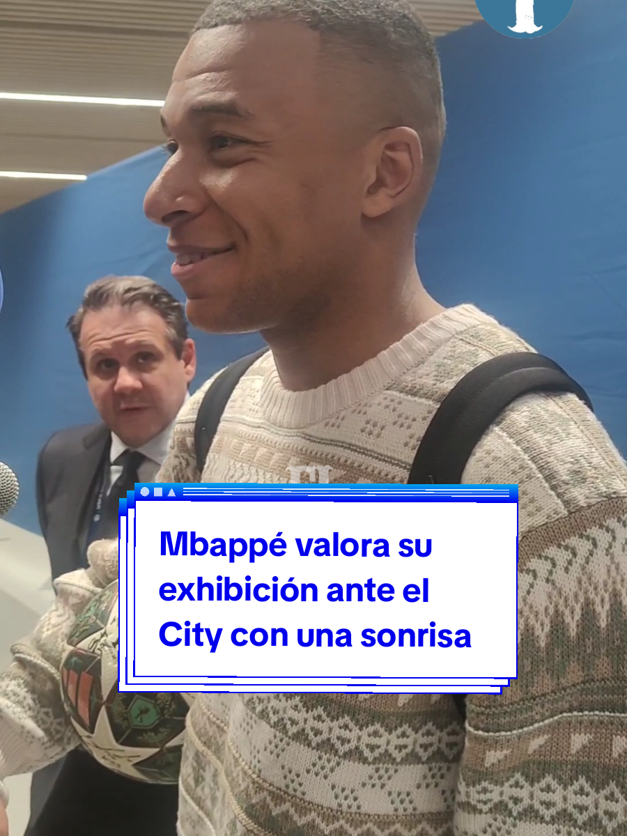 ⚽ Kylian Mbappé salió sonriente a la zona mixta del Bernabéu para valorar su actuación estelar ante el Manchester City #futbol⚽️  #footballtiktok  #RealMadrid  #Mbappe  #kylianmbappé 