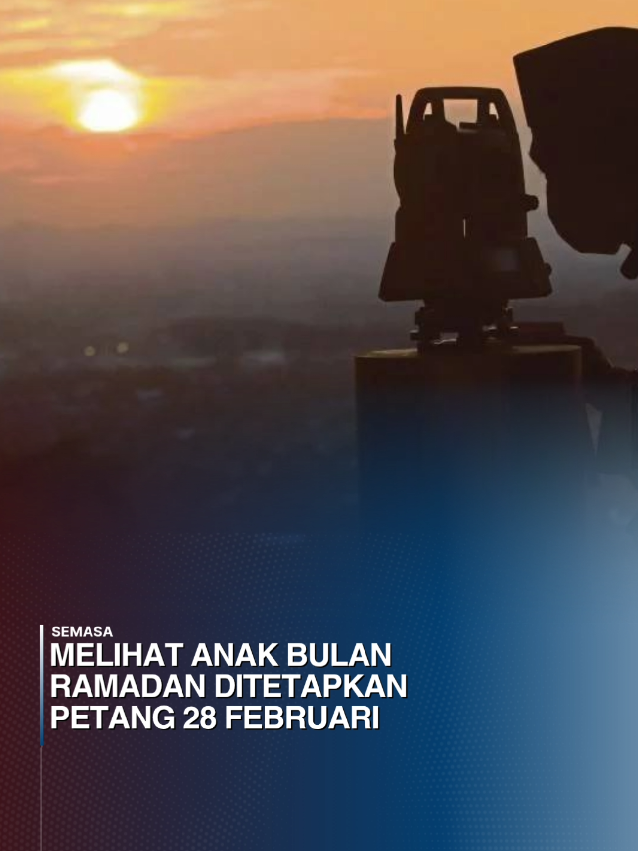 Melihat anak bulan Ramadan ditetapkan petang 28 Februari KUALA LUMPUR: Petang Jumaat minggu depan atau tanggal 28 Februari ini bersamaan 29 Syaaban 1446H, ditetapkan sebagai tarikh melihat anak bulan Ramadan untuk perisytiharan tarikh permulaan ibadah puasa umat Islam di negara ini. Pejabat Penyimpan Mohor Besar Raja-Raja dalam satu kenyataan, hari ini, memaklumkan bahawa Majlis Raja-Raja telah bersetuju cara menetapkan tarikh permulaan itu adalah berdasarkan Rukyah dan Hisab. Pada malam hari sama, katanya, Penyimpan Mohor Besar Raja-Raja akan mengisytiharkan tarikh awal Ramadan melalui siaran radio dan televisyen. 