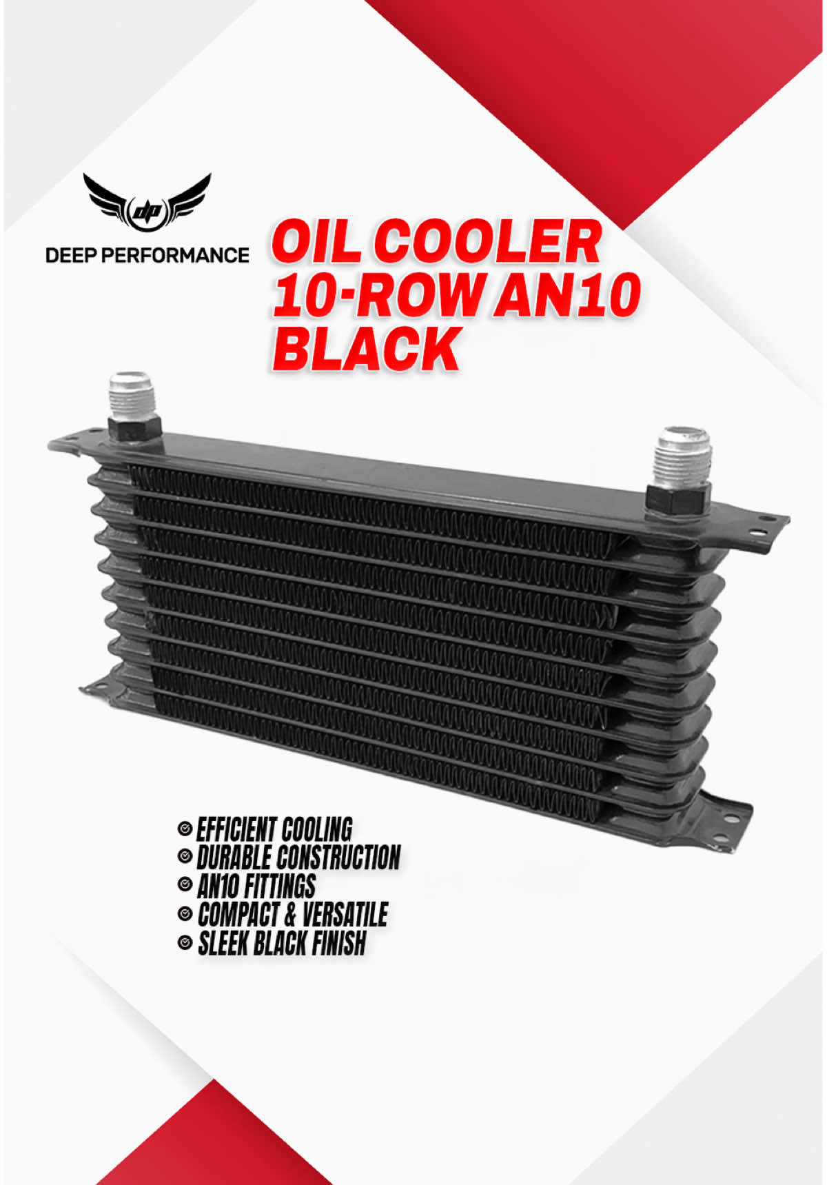 Oil Cooler / 10 Row AN10 Black  For more info message us on  WhatsApp;+971 7 227 0101 Visit www.deepperformance.com