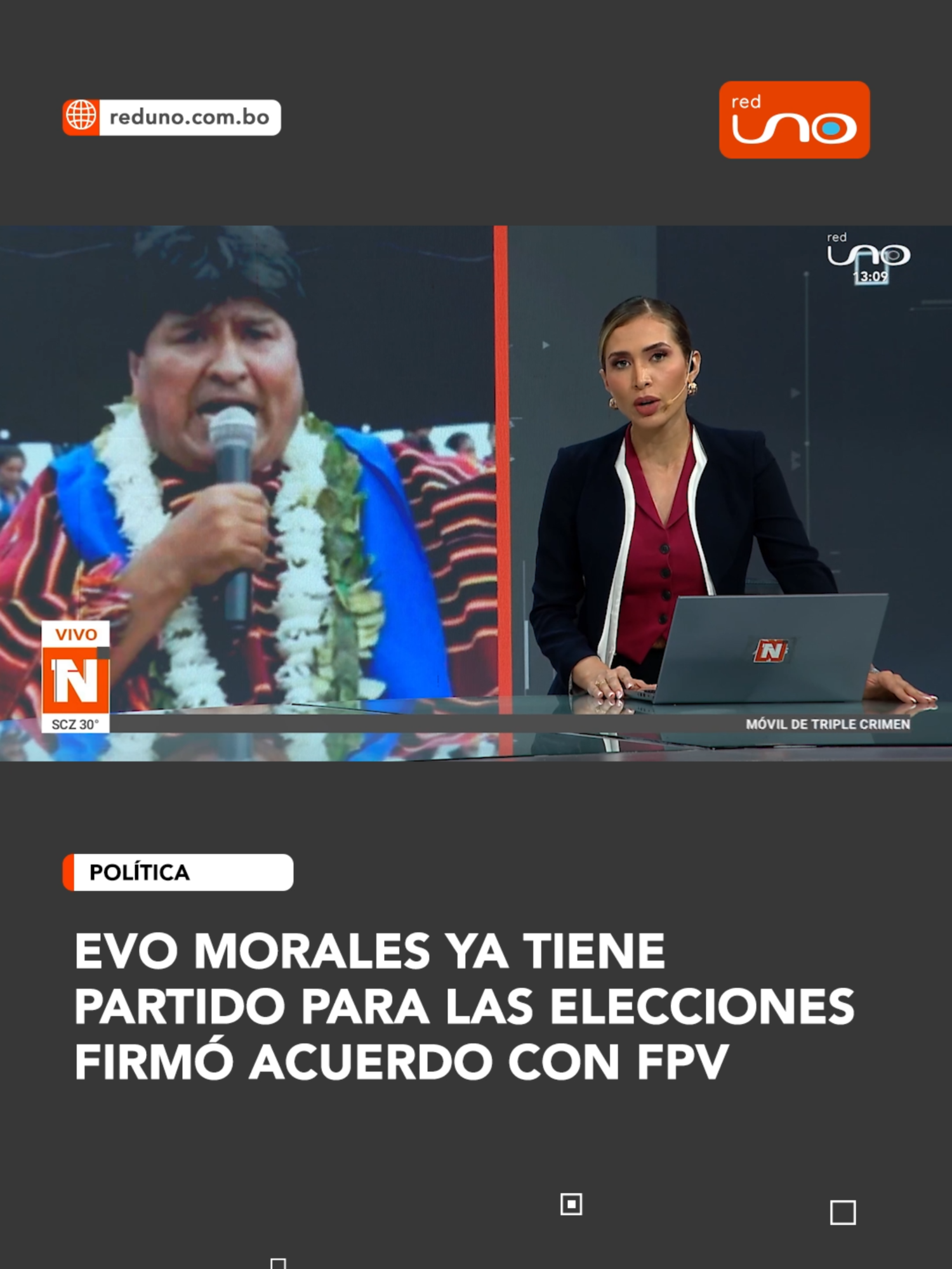 #NotivisiónSCZ |¡ El expresidente Evo Morales selló este jueves un acuerdo con el Frente Para la Victoria (FPV) de cara a las elecciones generales del próximo 17 de agosto. Con este pacto, Morales oficializa su participación en la contienda electoral, consolidando su alianza con esta fuerza política. ▶️ Más información en www.reduno.com.bo #Elecciones2025 #EvoMorales #FPV #Política