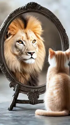 Kitten Thinks He’s a Lion! 🦁🐱  #kitten #mirror #lion #cuteanimals #pets