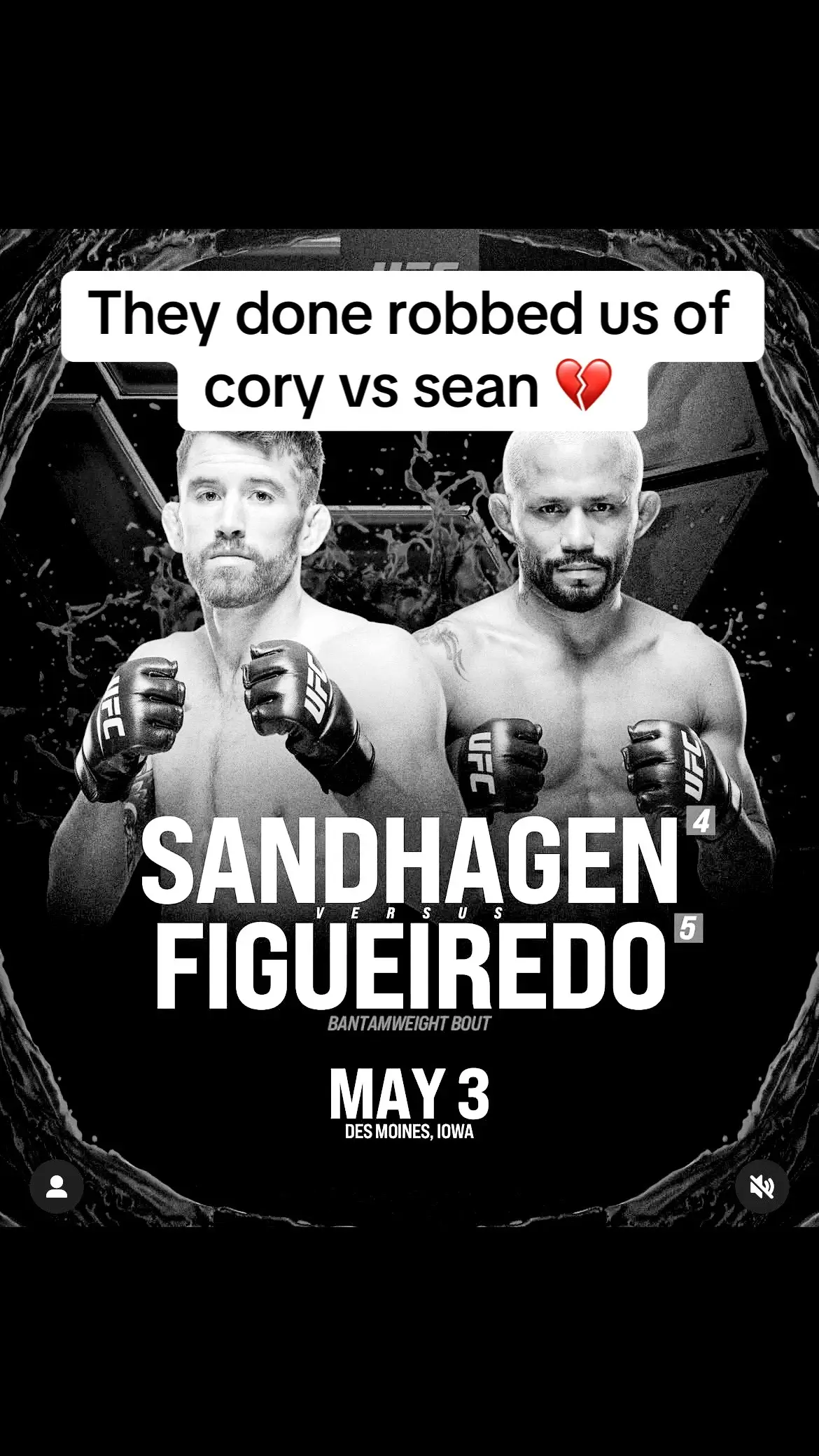 Cory deserves the sean fight and its the fight to make#fyp #mma #UFC #corysandhagen #seanomalley #figgy #sad 