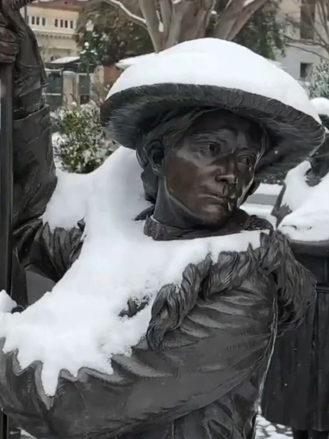 The statues honoring twelve women in the Virginia Women's Monument were covered in snow on Thursday, after a winter storm marched through Richmond. #snow #snowstorm #winter #winterstorm #virginiawomensmonument #richmond #virginia #foxweather