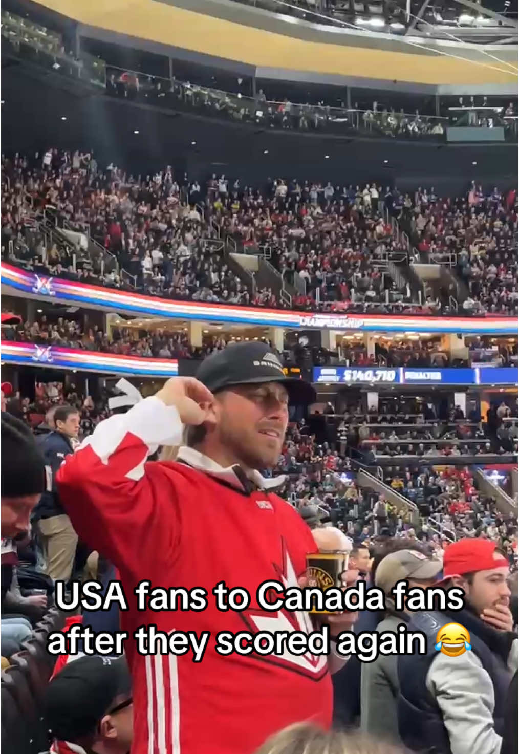 It’s all fun and games 😅 #usa #canada #NHL #4nations #hockey 