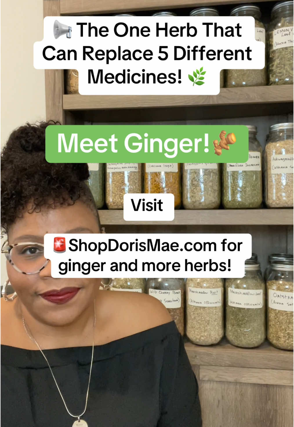 Add this to your medicine cabinet—start using ginger the right way! 🍵 Steep it in tea, add it to meals, or take it as a tincture for daily support. Some herbs that pair well with ginger are turmeric, elderberry, fennel and burdock root 🪵 You can find ginger and more at ShopDorisMae.com ❤️🌿 and online courses at LearnDorisMae.com 📚 🌿  Tag someone who needs this! ⬇️💬 #herbs #lymphaticdrainage #herbalmedicine #cortisolimbalance #herbaleducation #herbaltea 